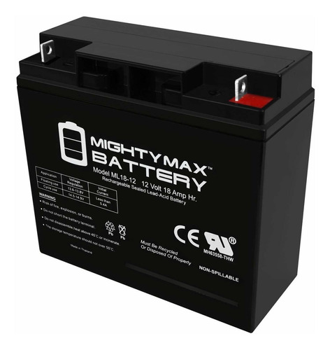 Mighty Max Battery Bateria Repuesto Sla 12 V 18 Ah Para