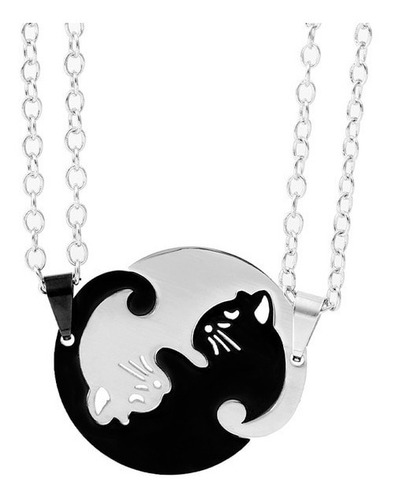 Collar Acero Gato Gatito Amistad Parejas Enamorados + Cajita