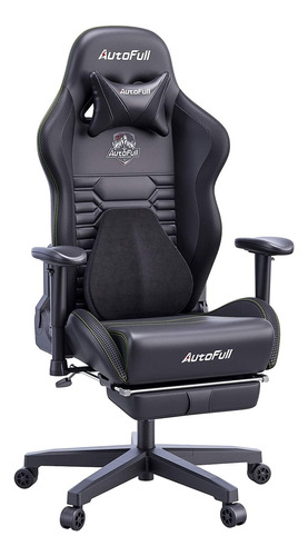 Silla Gamer En Cuero Sintético Giratoria Ajustable Negro