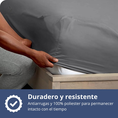 Sabana Bajera Ajustable Elasticada Hilos Suave Gris 2 Plazas Aura Zeus