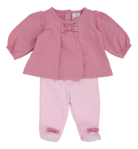 Conjunto De Bebé Pantalón Completo Y Bata Mondo Bambino Rosa 0 M