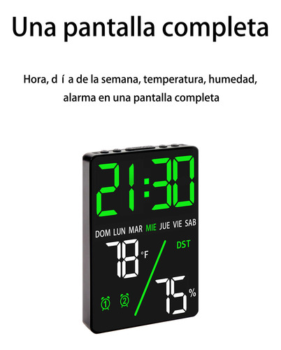 Y Reloj Despertador Digital Led Con Termómetro E Higrómetro