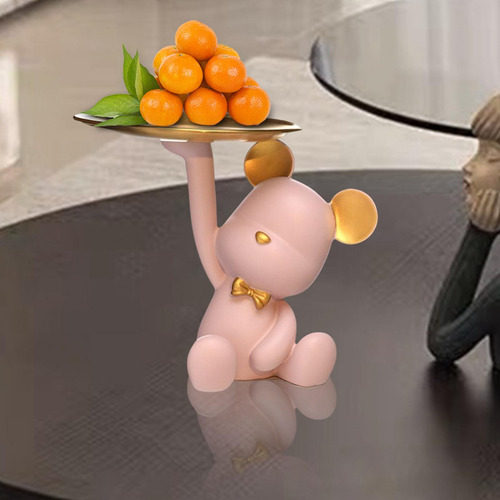 Resina Oso Estatuilla Escultura Bandeja De Almacenamiento