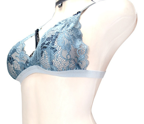 Bralette De Suave Fino Encaje Tirante Ajustable Co001 Gris