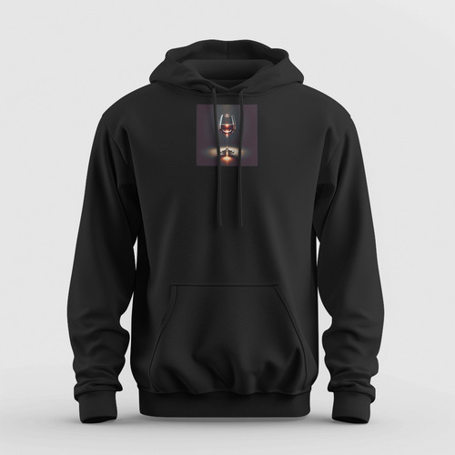 Sudadera Con Capucha Para Hombre Hoodie Negro Copa Vino