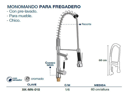Monomando Cocina Fregadero Flexible 3 Funciones Satinado