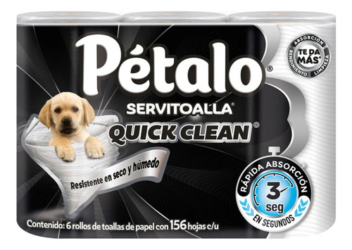 Servitoalla Quick Clean Pétalo 6 Rollos De 156 Hojas