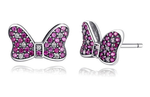 Aretes Moño Disney Minnie Para Niña O Mujer En Plata 