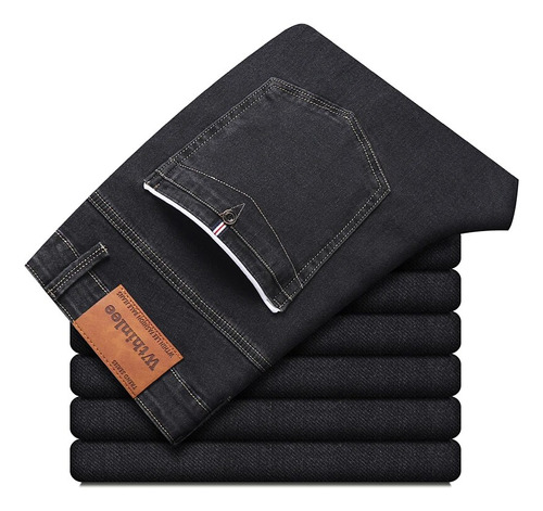 Jeans Clásicos De Hombre Negro Azul Gris De Corte Regular Bu