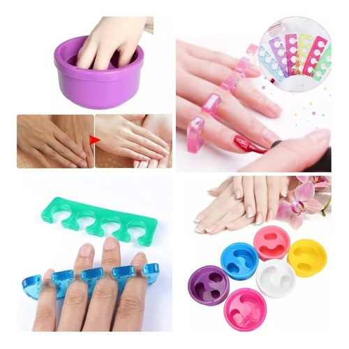 Taza Para Manicure + Separadores De Dedos Siliconado (par)