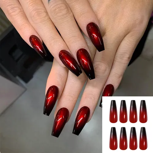 Uñas Postizas Portátiles, Largas, Ataúd, Uñas Postizas Artif