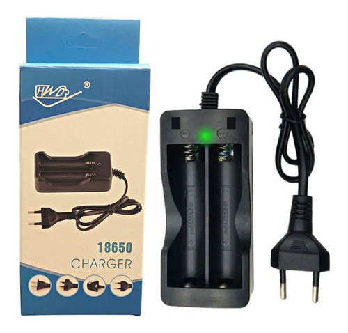 Imagen 2 de 5 de Cargador 18650 + 2 Baterías Li-io Plana-awt 3000mah