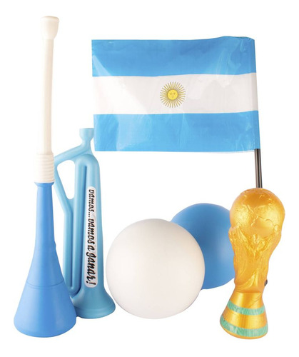 X6 Combo Argentina Cornetas Pelotas Bandera Y Copa 