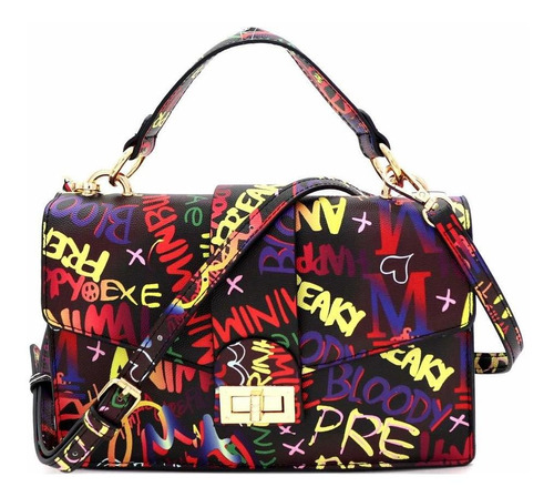 Retro Vintage Neon Multicolor Colorful Graffiti Clutch ...