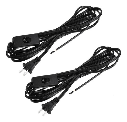 Cable De Lámpara Con Enchufe E Interruptor 3.5m Negro, 2 Pzs