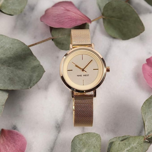 Nine West Reloj De Pulsera De Malla Para Mujer Original
