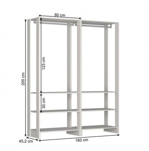 Closet Modulado 2 Peças Com 2 Cabideiros E 3 Nichos Ai