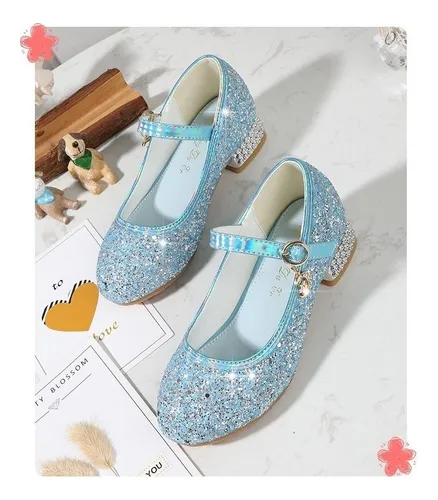 Zapatos Princesa Lentejuelas De Plata Para Niñas S:25-38