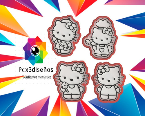 Set 4 Cortadores De Galletas Hello Kitty  8 Cm