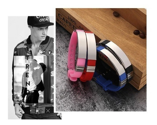 Pulsera Brazalete Correa Tipo Reloj Con Placa Acero Unisex Color Rojo Diámetro 10 Cm Largo 22.5 Cm