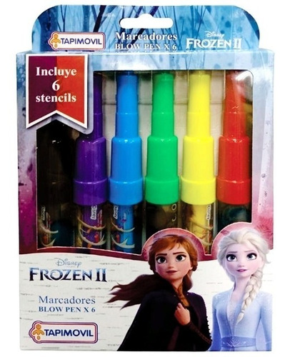 Imagen 1 de 3 de Marcadores Blow Pen X6 Stencil Para Soplar Frozen Pelicula
