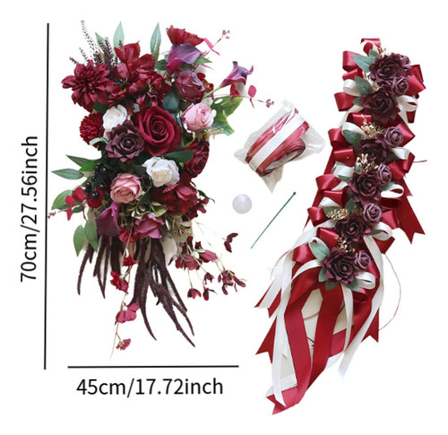 Juego De Decoración Para Coche De Boda, Flores De Rojo