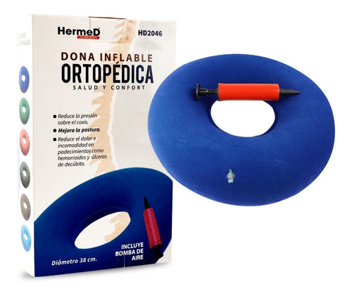 Cojin Dona Ortopédica Asiento Para Las Hemorroides Inflable Color Azul Marino