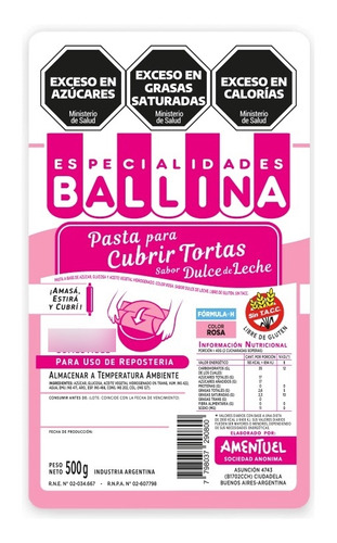 Pasta Para Cubrir Tortas Ballina Reposteria Rosa 500g Oferta