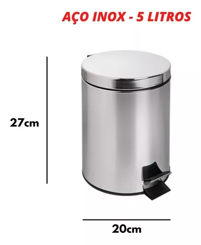 Lixeira Cesto De Lixo Inox Banheiro Cozinha 5 Litros Pedal e Balde