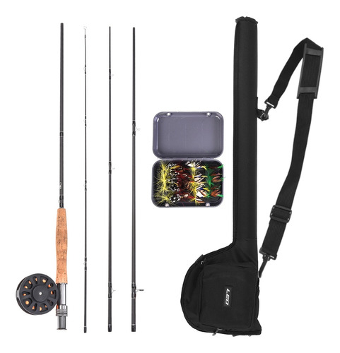 Pole Case 9' Combo Completo Carrete De Pesca Con Mosca 20 Ca