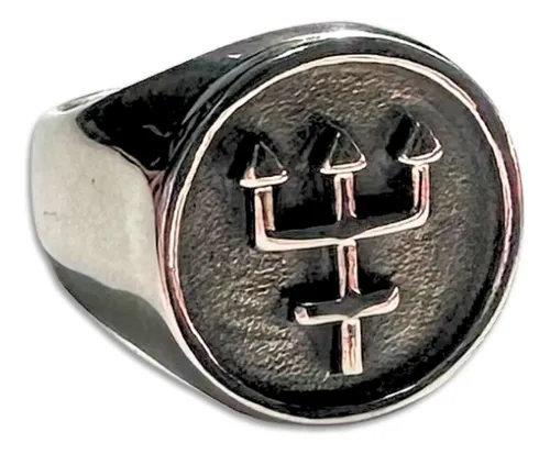 comprar Anel Tridente Exu Umbanda Aço Inoxidável Stlr Mod.1