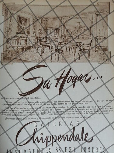 Cartel Publicitario Antiguo Galerias Chippendale 1948 4