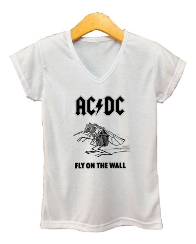 Remera Mujer Escote V - Ac/dc Fly On The Wall