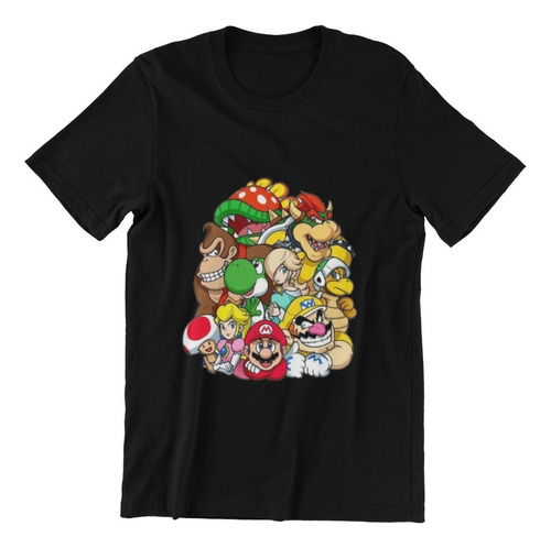 Polera Unisex Mario Bros Super Grupo Wario Algodon Estampado