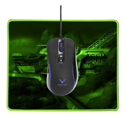 Wesdar - Combo Gaming Mouse + Mouse Pad X65 Negro Y Verde