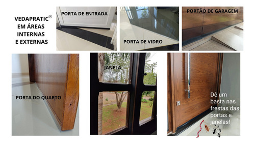Veda Porta e Portão 2,5 Cm Altura com Borracha Preta e Adesivo 3M do Brasil 2,4 Metros