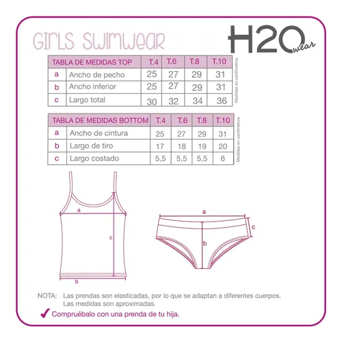 Traje De Baño Niña Tankini Uv30+ H2o Wear Celeste