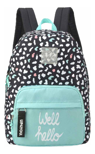 Mochila Feminina Up4you Verde E Preta Luxel Escolar Cor Ciano