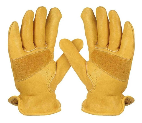 Guantes Elásticos De Piel De Vacuno Para Hombre, Talla L