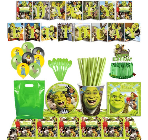 Globifiesta® Pack Cotillón Globos Shrek / Fiona / Burro X10