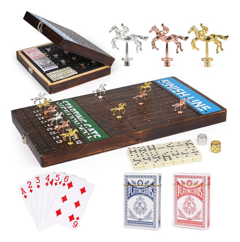 Juego De Mesa De Carreras De Caballos Plegable De Lujo Con C