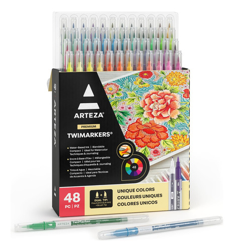 Arteza - Plumones De Doble Pin- Juego De 48 Colores, Plumon.