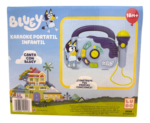 Bluey Karaoke Portatil Infantil Luces Y Sonidos Ludo Color Azul