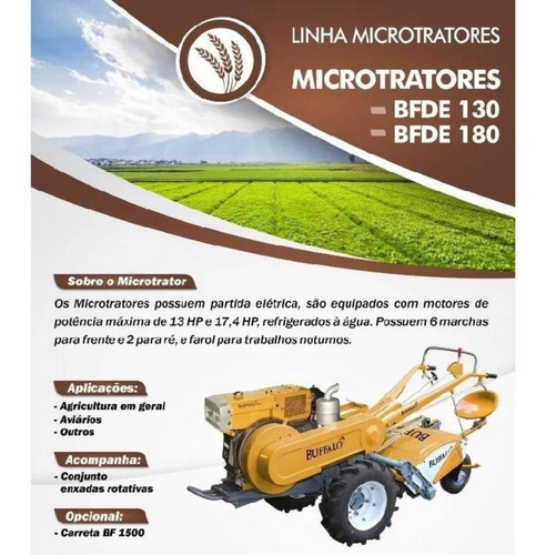 Microtrator Bfde 13hp Diesel Monocil C/ Rotativa - Buffalo