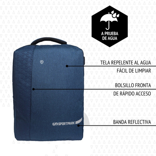 Imagen 4 de 7 de Mochila Porta Notebook 15.6 Antirrobo Usb Hasta 17 Pulgadas