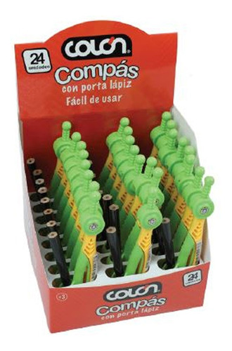 Compás Colon Con Lápiz Y Portalápiz - Fácil De Usar Color Verde