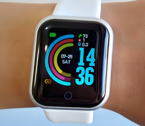 Reloj inteligente D20 para WhatsApp Instagram Face Now, pulsera, color blanco, carcasa, color negro, bisel, color negro