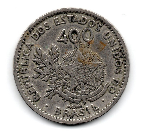 Brasil Moneda 400 Reis Año 1901 Km#505