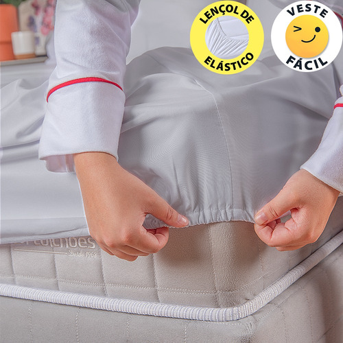 Lençol Solteiro 100% Algodão Elástico Percal 130 Fios Dohler