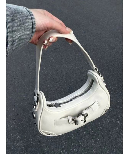 Bolso De Hombro Retro Con Axila De Mano Blanco Para Mujer